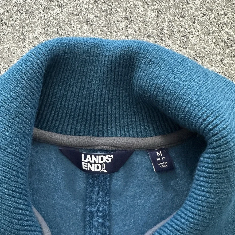 Lands End Jacket Womens M Medium Sherpa Big Collar Blue Button Up Teddy - Picture 4 of 8
